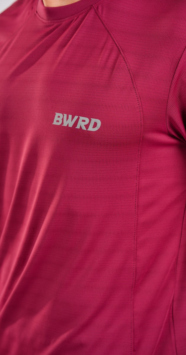 Plain Polyester Burgandy Tee Slim Fit