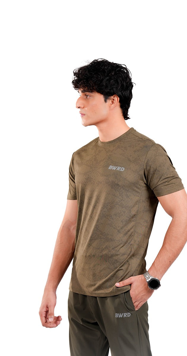 CAMO Polyester Olive Green Tee Slim Fit