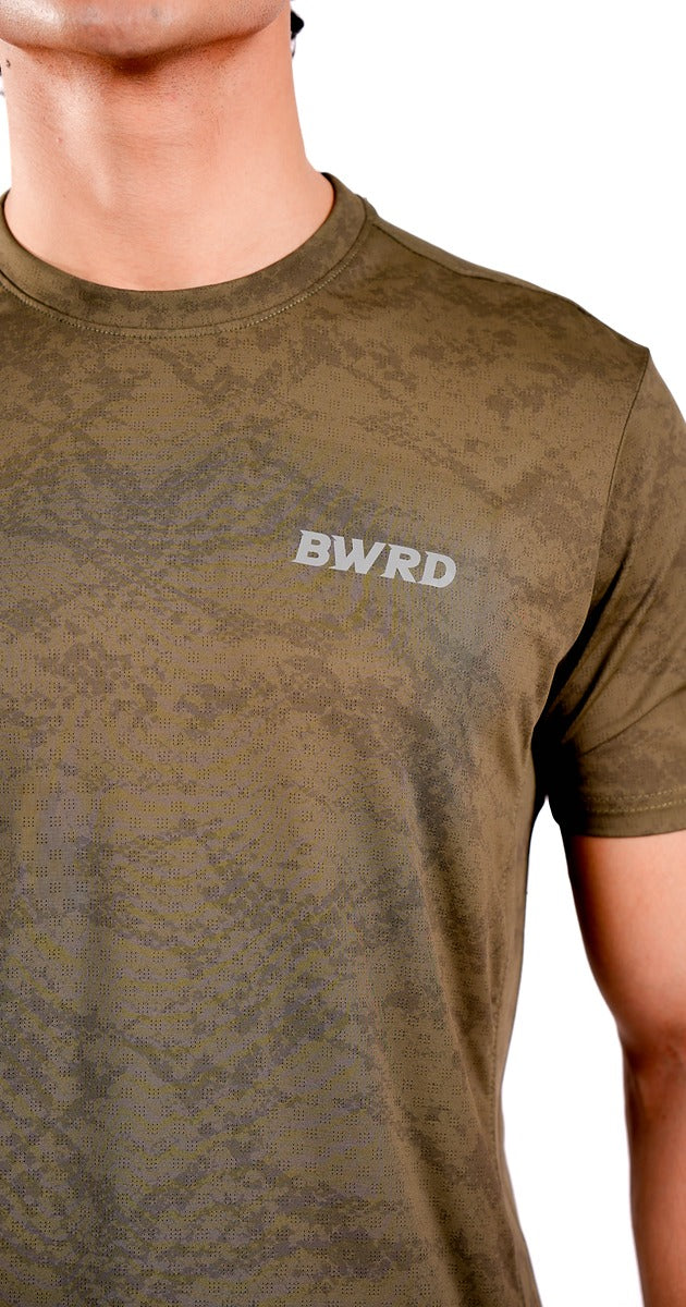 CAMO Polyester Olive Green Tee Slim Fit