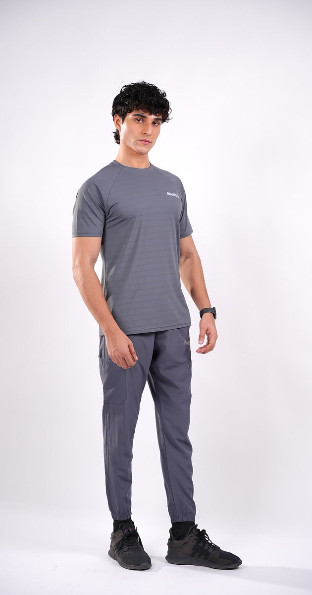 Plain Polyster Grey Tee Slim Fit