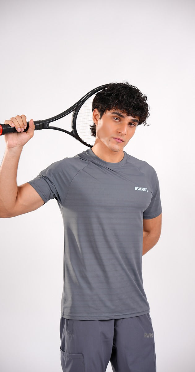 Plain Polyster Grey Tee Slim Fit