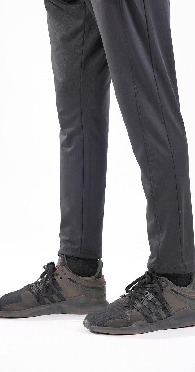 Plain Polyester Black Trouser Slim Fit