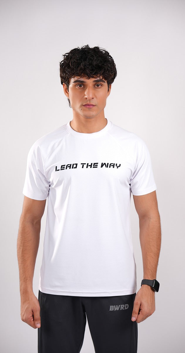 Lead the Way Polyester White Tee Slim Fit