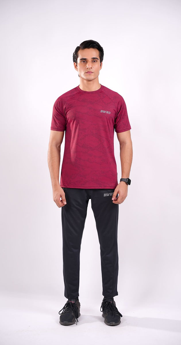 CAMO Polyester Burgandy Tee Slim Fit