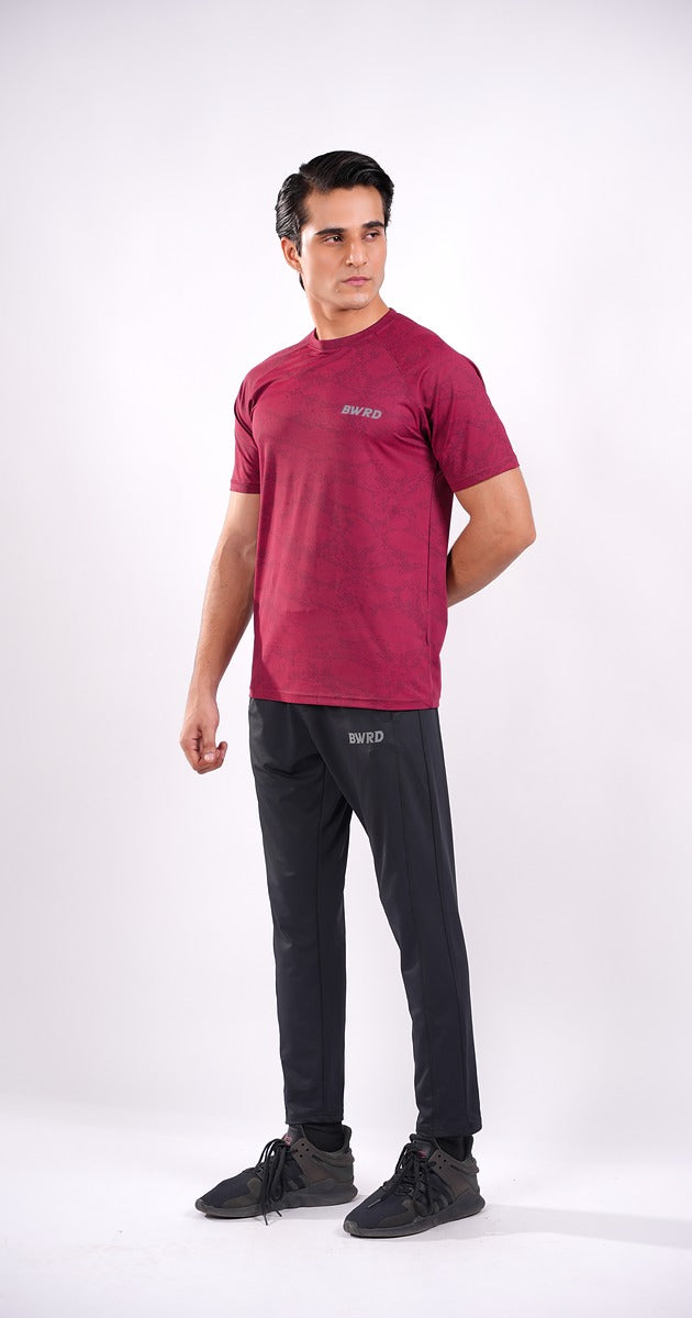 CAMO Polyester Burgandy Tee Slim Fit