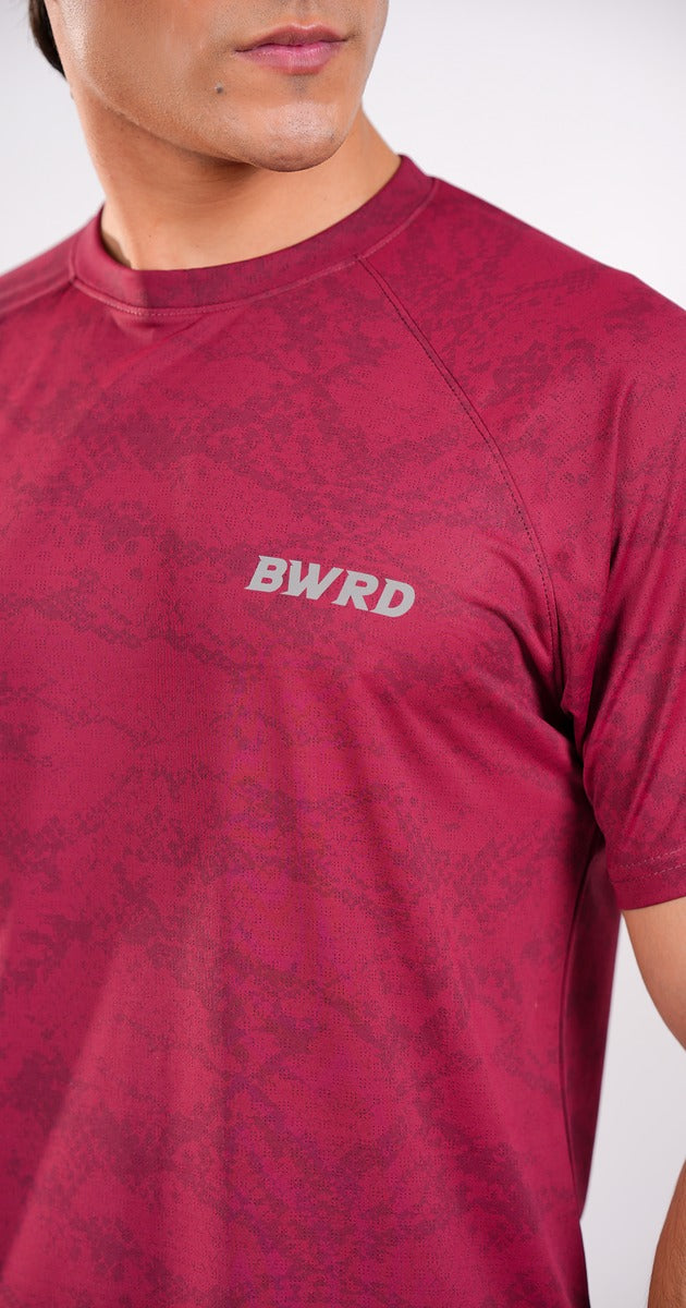 CAMO Polyester Burgandy Tee Slim Fit